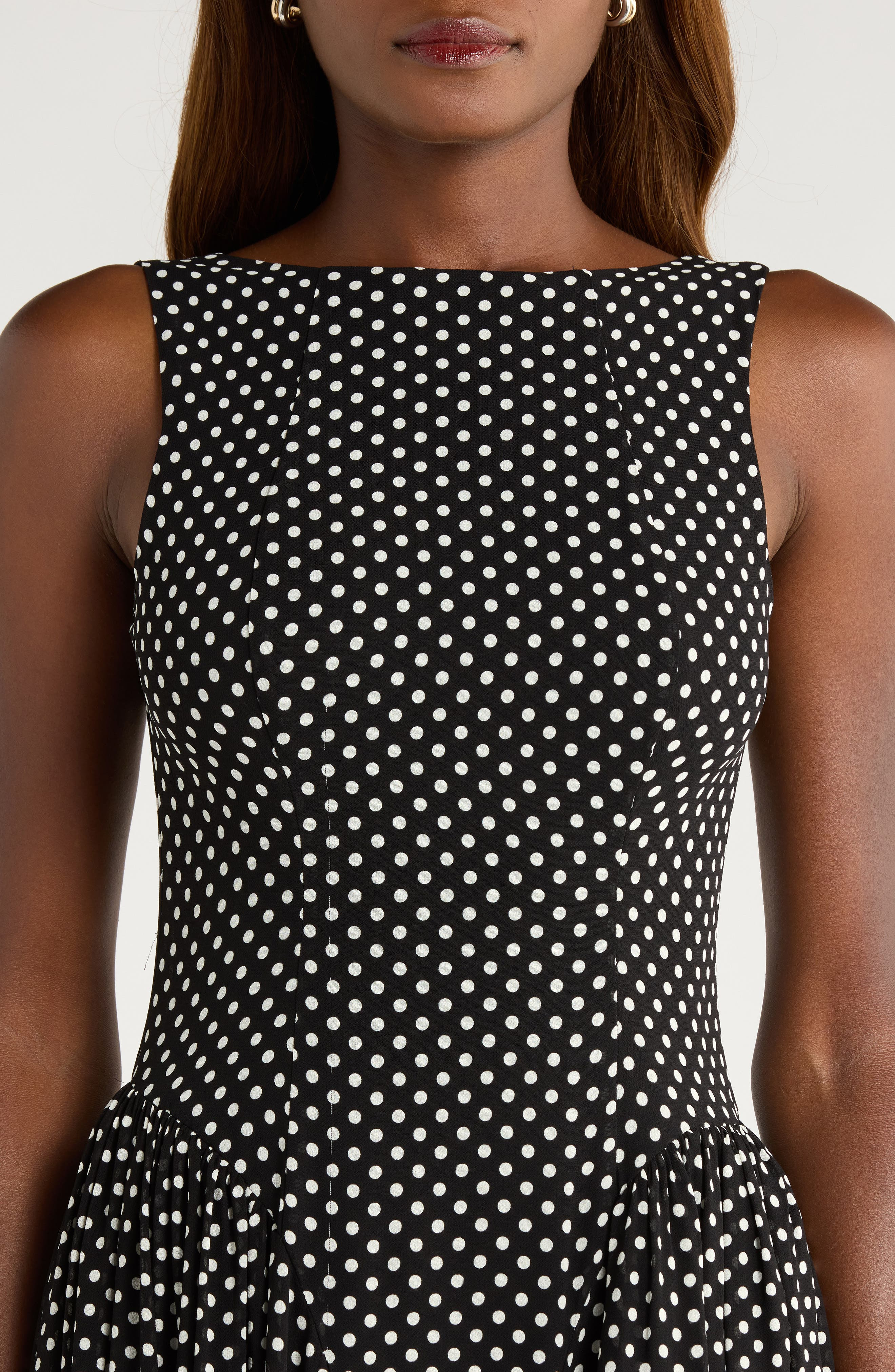 Reformation Anelis Polka Dot Sleeveless Fit & Flare Dress in Caviar Dot at Nordstrom - 4