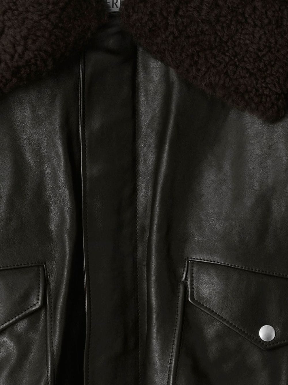 shearling-collar leather jacket - 2