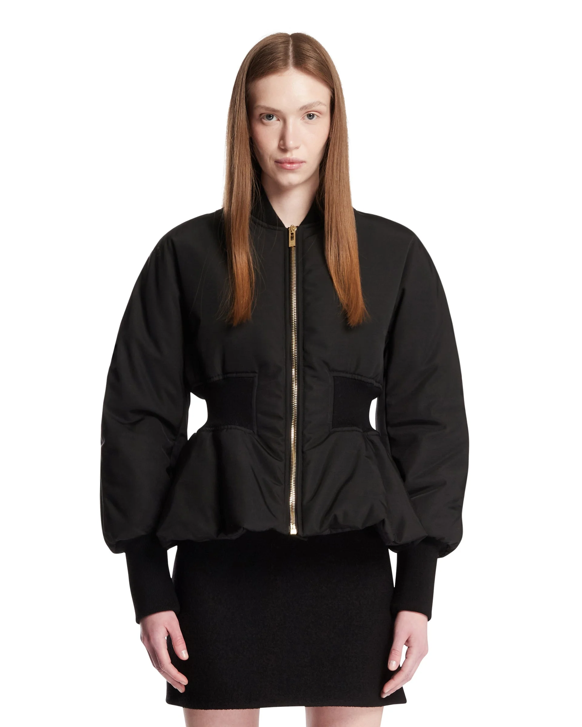 Black Peplum Bomber - 1