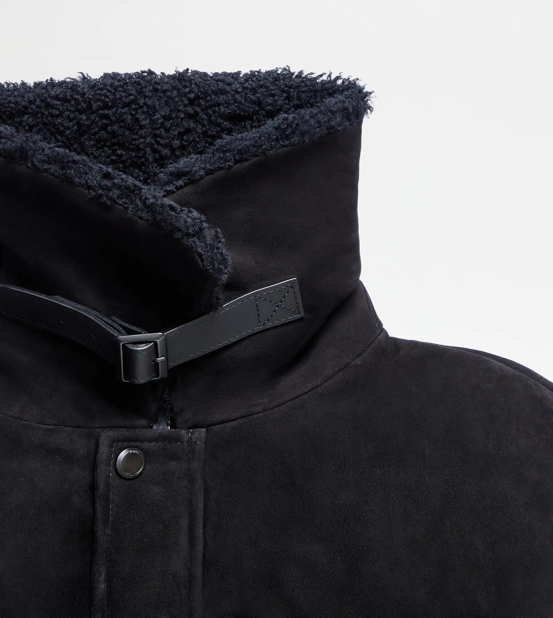 DOWN JACKET WITH SUEDE INSERTS - BLACK - 6