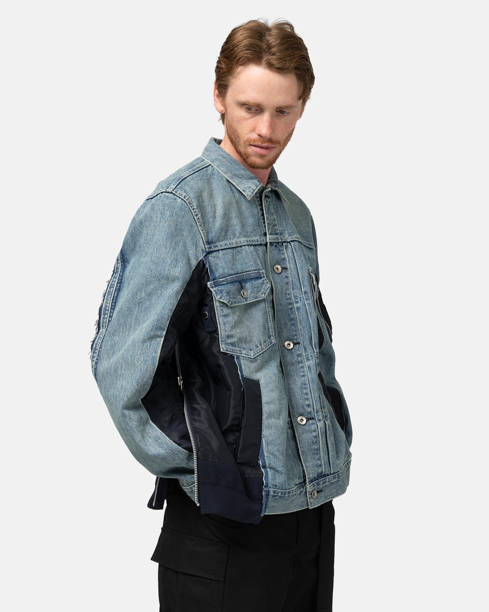 Denim x Nylon Twill Jacket Light Blue - 4