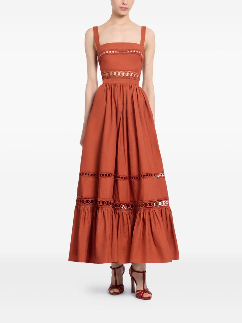 ELIE SAAB trim-embellished cotton midi dress outlook