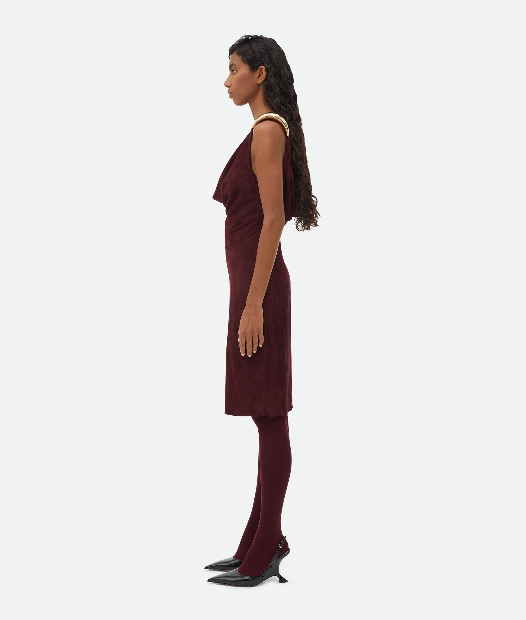 ワンピース Bottega Veneta Fluid Suede Midi Dress With l Detail Bottega Veneta Fluid suede midi dress metal detail | The