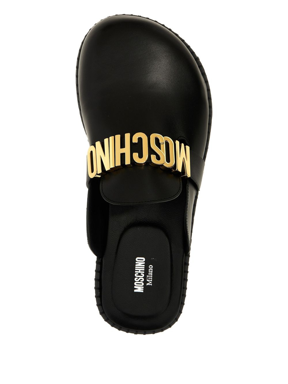 logo-plaque leather mules - 3