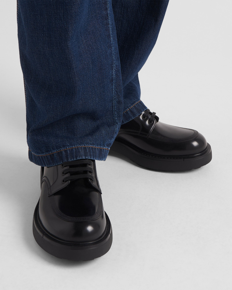 Prada Brushed leather derby shoes outlook