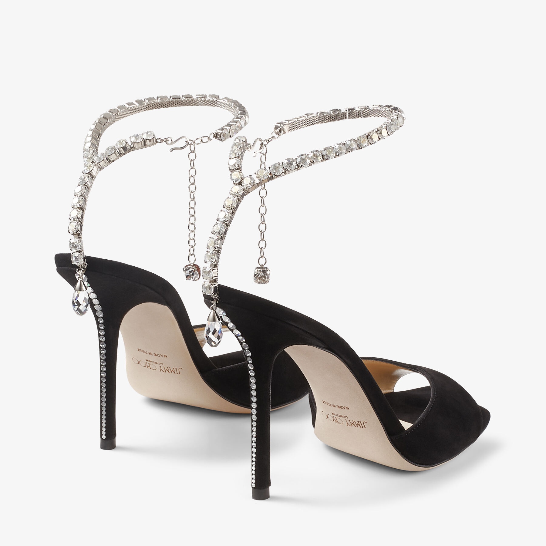 Saeda Sandal 100
Black Suede Sandals with Crystal Embellishment - 5