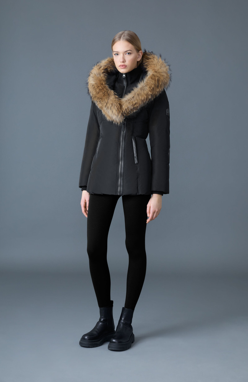 ADALI-F Down coat with natural fur Signature Mackage Collar 3