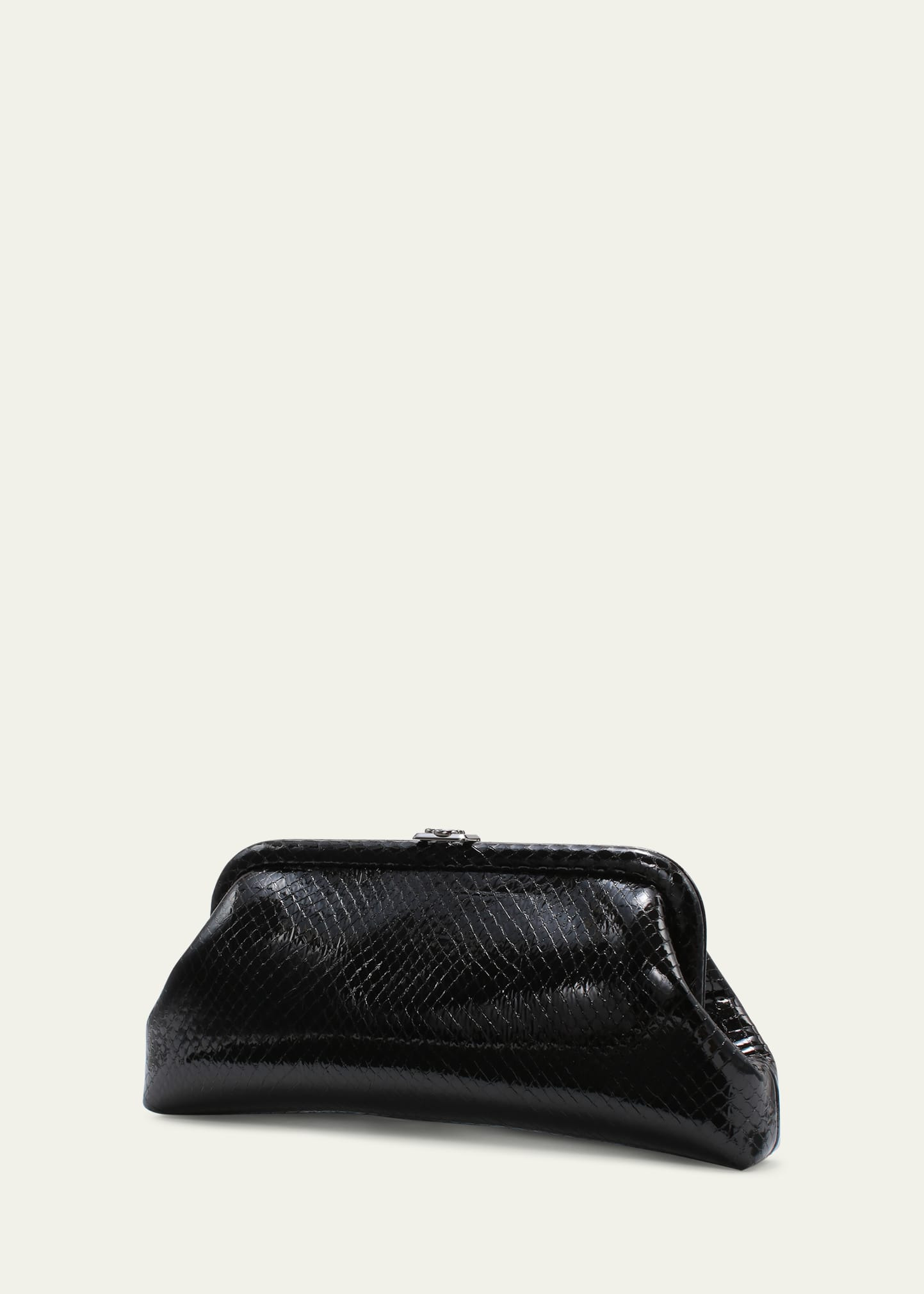 Skylar Snake-Print Leather Clutch Bag with JC Clasp - 3
