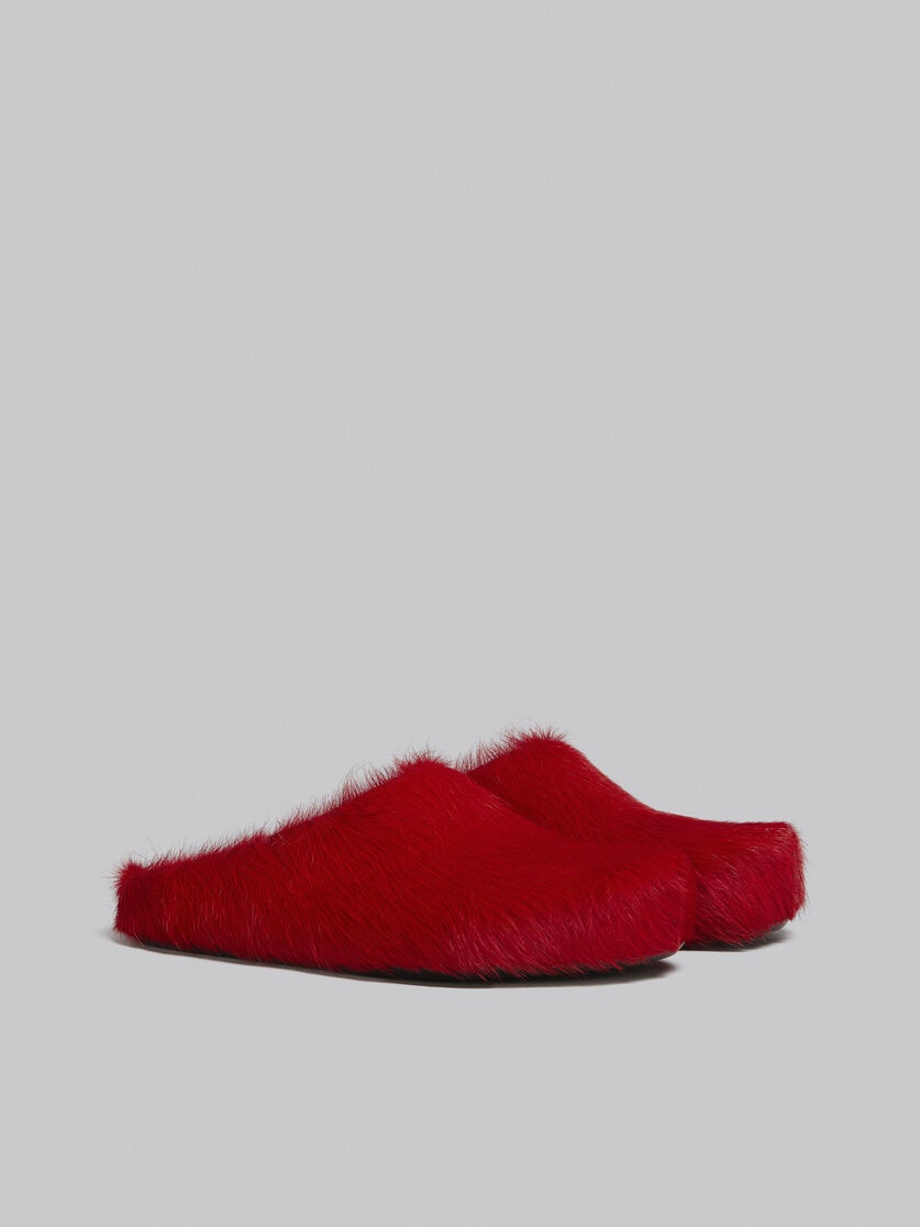 RED LONG HAIR CALFSKIN FUSSBETT SABOT - 2