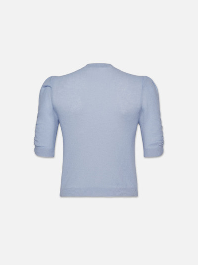FRAME Ruched Sleeve Cashmere Sweater in Light Blue outlook