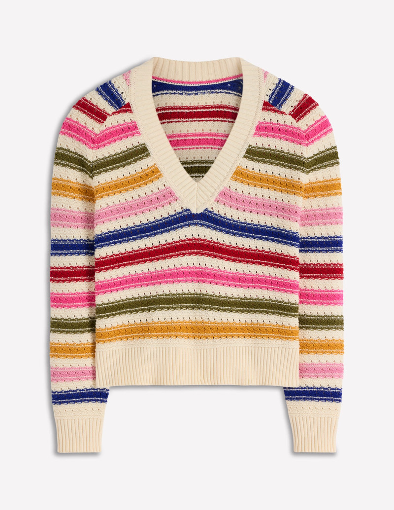 Maeve Textured Cotton Jumper-Multi Stripe 6