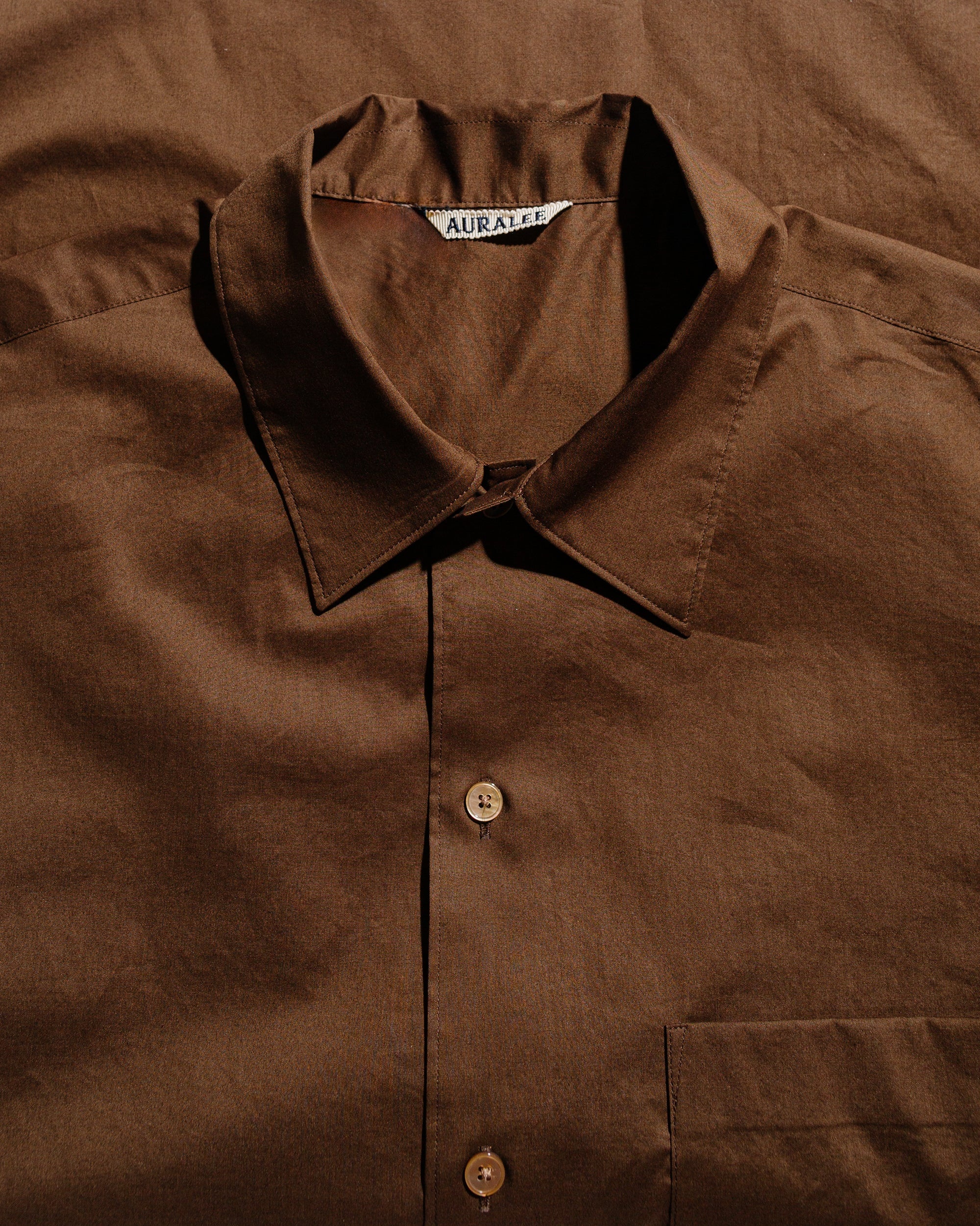 Washed Finx Typewriter Open Collar Half Sleeved Shirt Dark Brown - 5