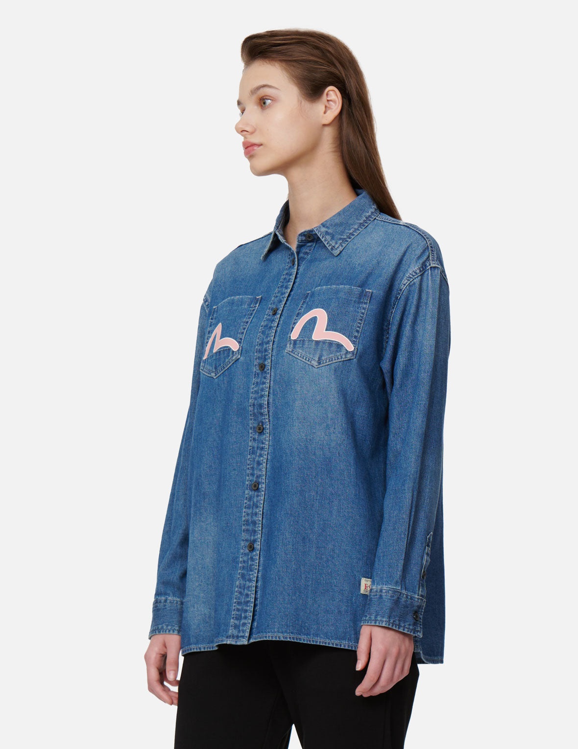 Daruma Print Denim Shirt - 8