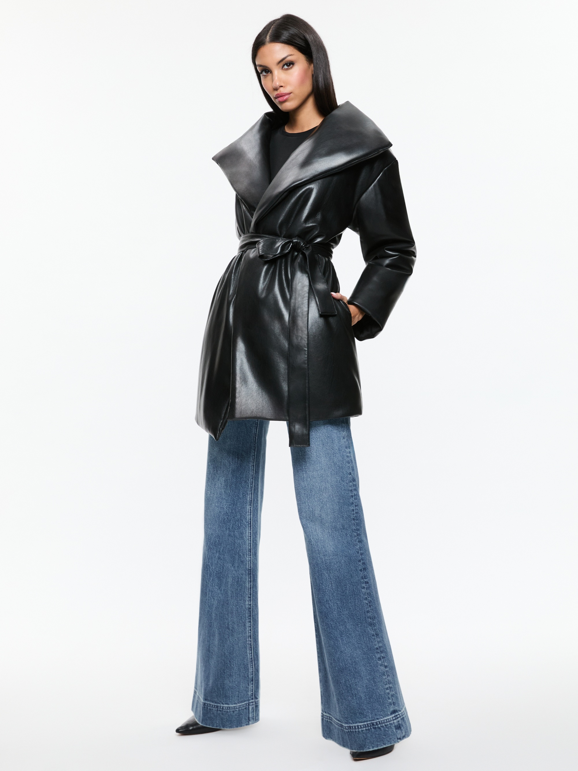 IMA VEGAN LEATHER PUFFER COAT - 3