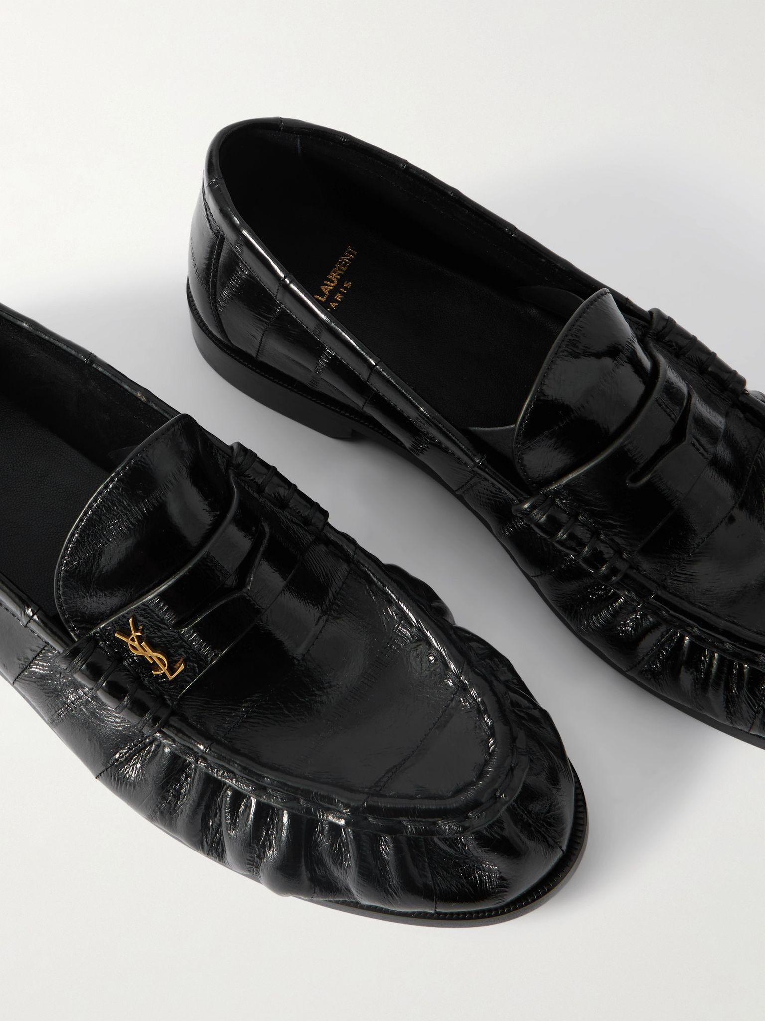 Le Loafer Monogram Logo-Appliquéd Eel Penny Loafers Black - 5