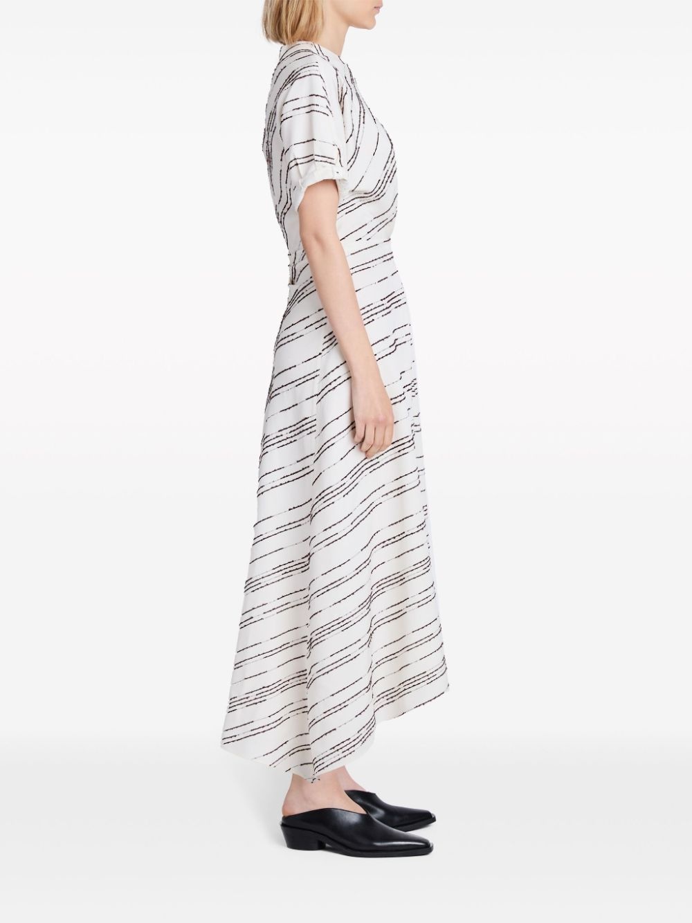 stripe-pattern asymmetric maxi dress - 3