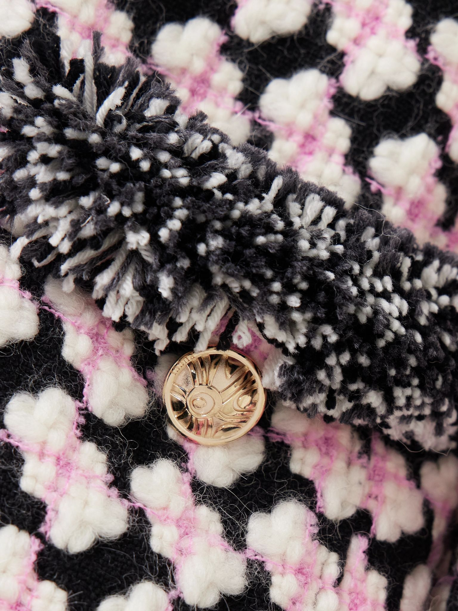 Fringed wool-blend tweed jacket Pink - 4