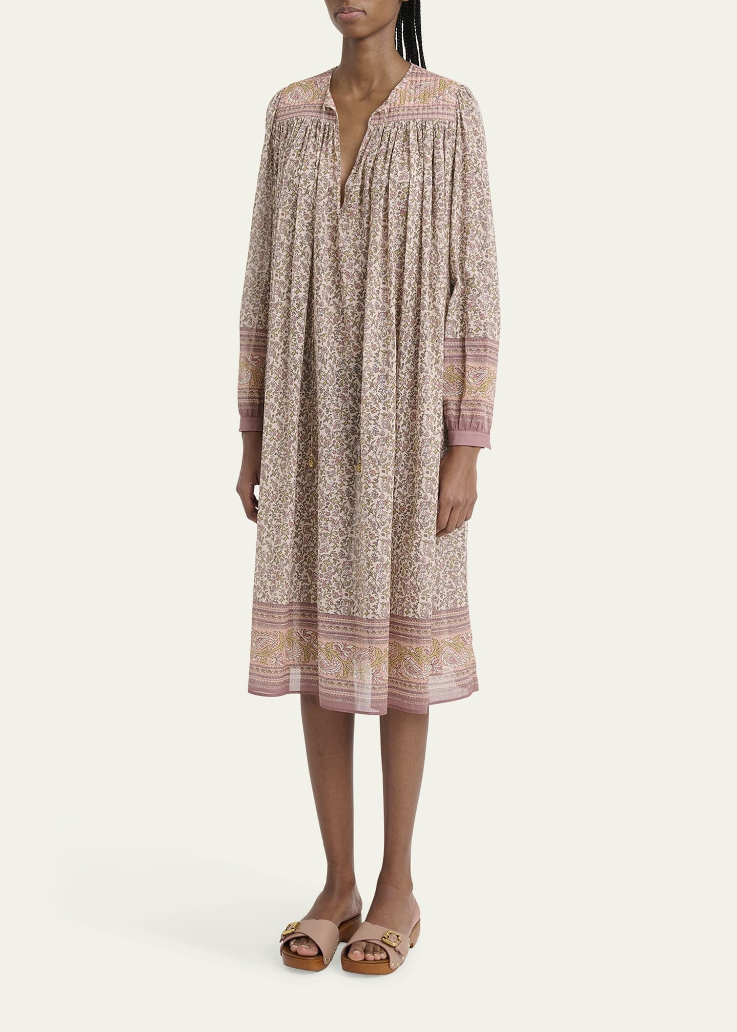 Pleated Floral & Paisley-Print Voile Midi Dress - 4