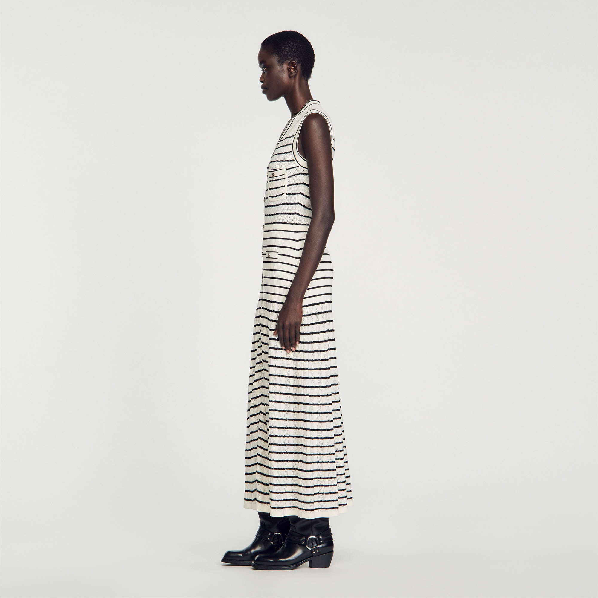 STRIPED KNIT MIDI DRESS - 7