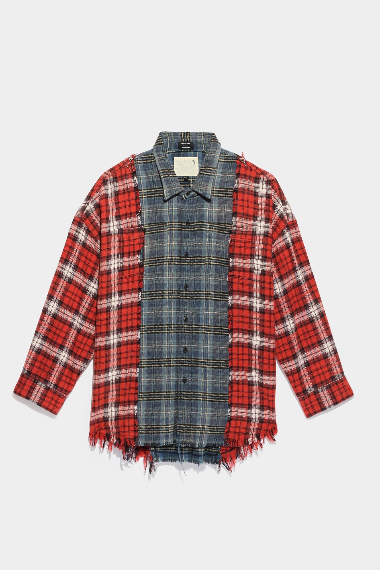 DROP NECK COMBO WORK SHIRT - RED/BLUE PLAID - 5