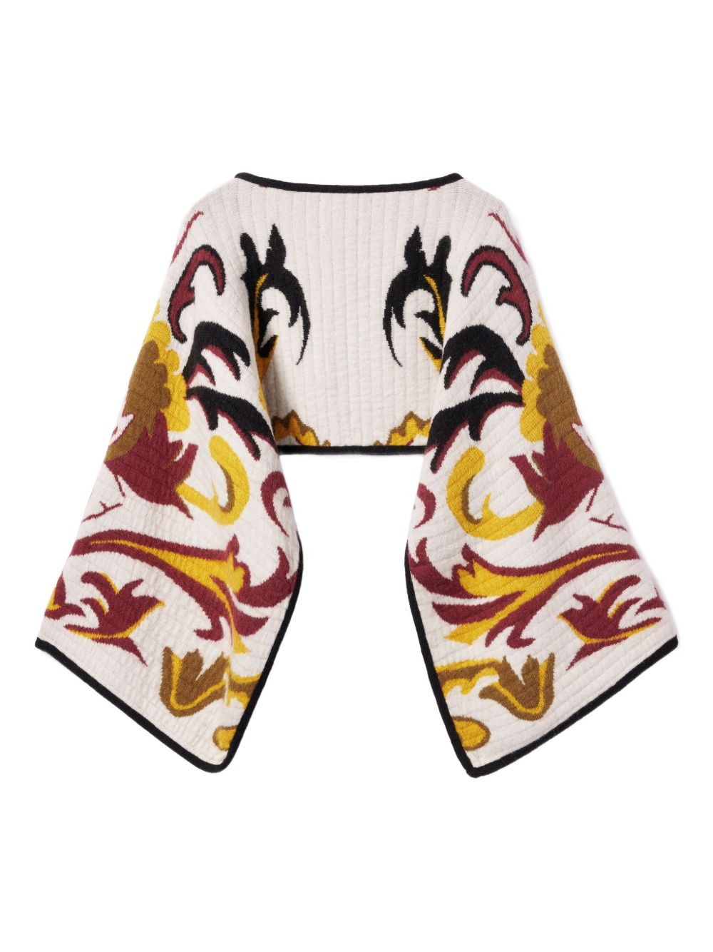 floral-patterned wide-sleeve stole - 5