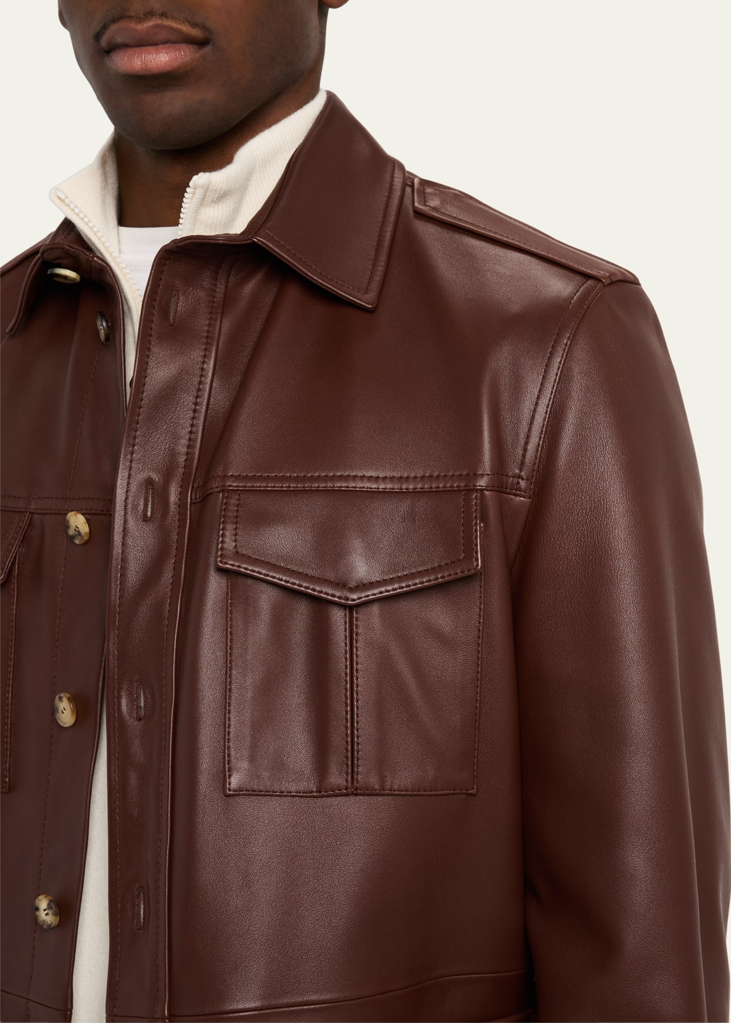 Men's Leather Safari Jacket - 5