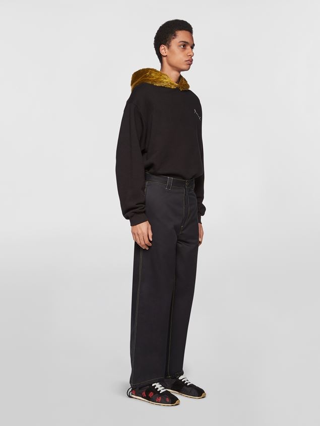 COTTON TWILL TROUSERS WITH DRAWSTRING BOTTOM - 2