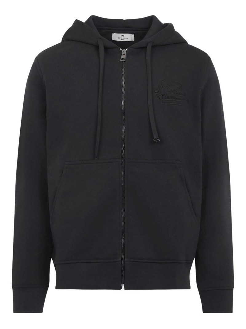 zip-up pouch-pockets cotton hoodie 1
