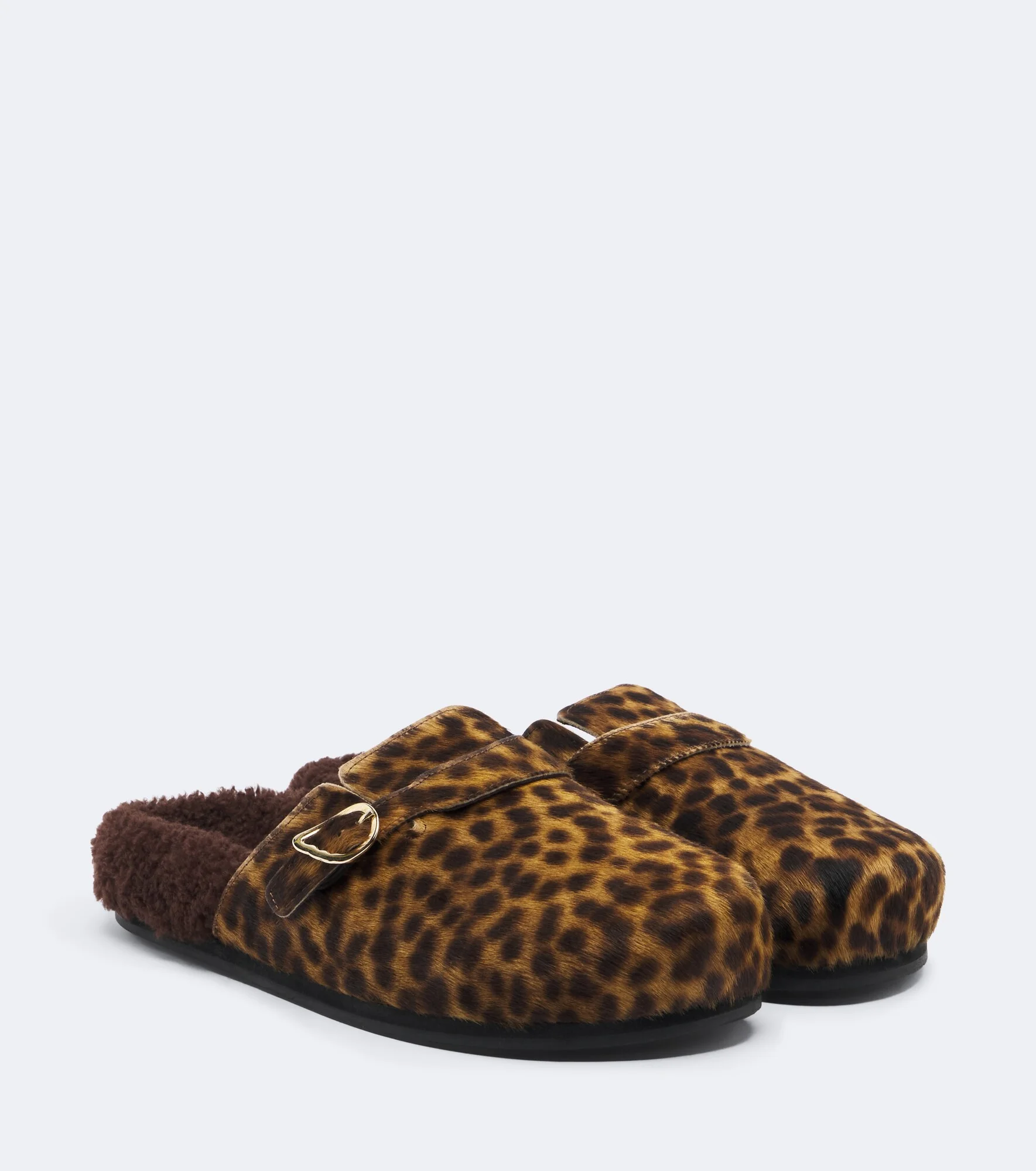 Vasilitsa shearling-trimmed calf hair clogs - 1