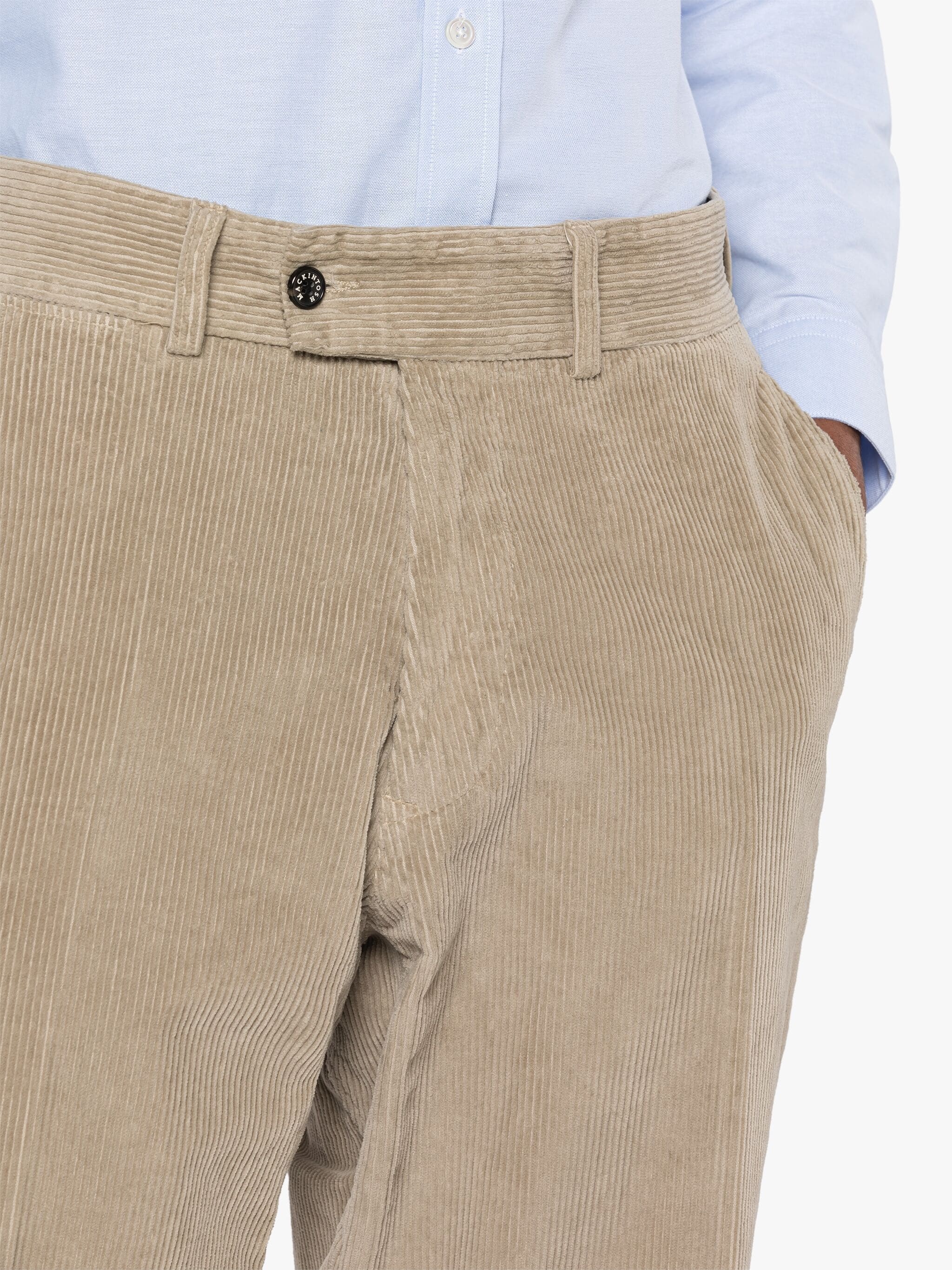 BEIGE CORDUROY COTTON CHINO TROUSERS - 5