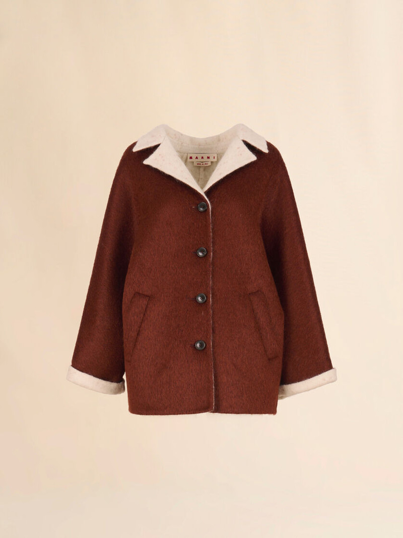 BROWN WOOL AND MOHAIR FELT JACKET 1