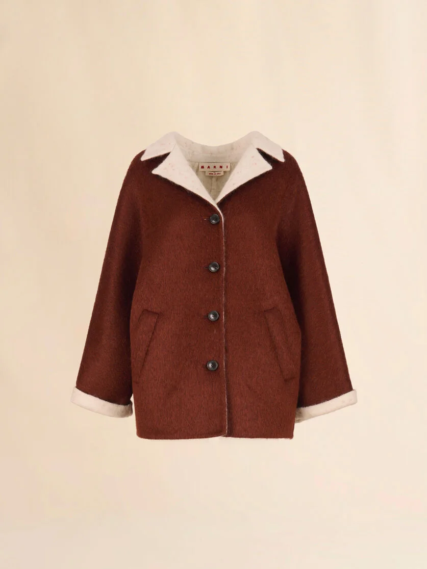 BROWN WOOL AND MOHAIR FELT JACKET - 1