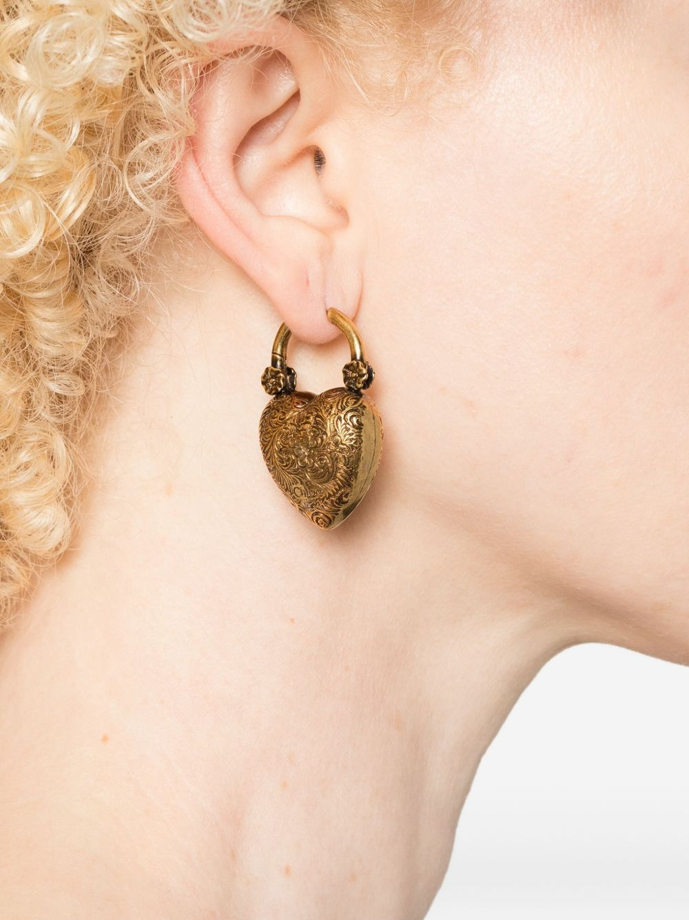 heart-shaped drop earrings - 2
