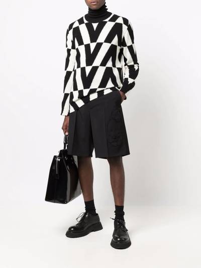 Valentino V-motif graphic-knit long-sleeve jumper outlook