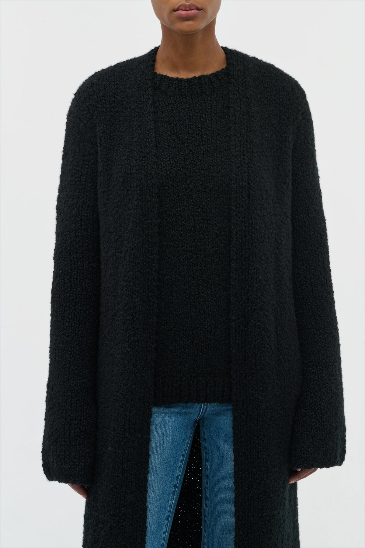 Uxia Knit Cardigan in Black Cashmere Boucle - 5