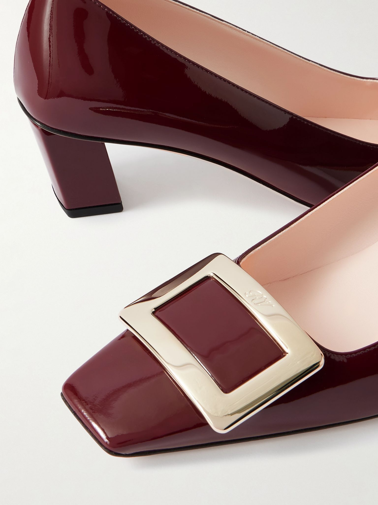 Belle Vivier 45 patent-leather pumps Burgundy - 4