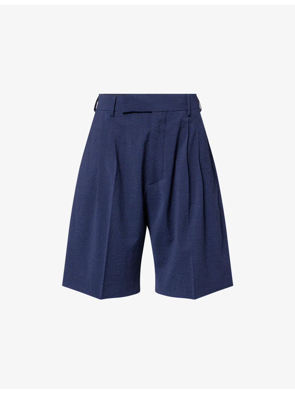 Pleated Knee-Length Wool Shorts - 1
