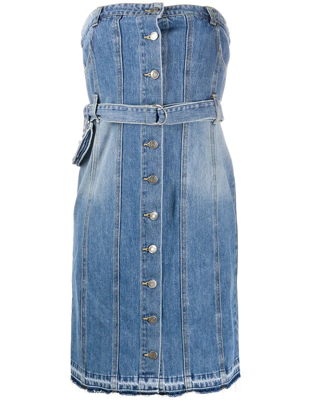 button-down strapless denim dress - 1