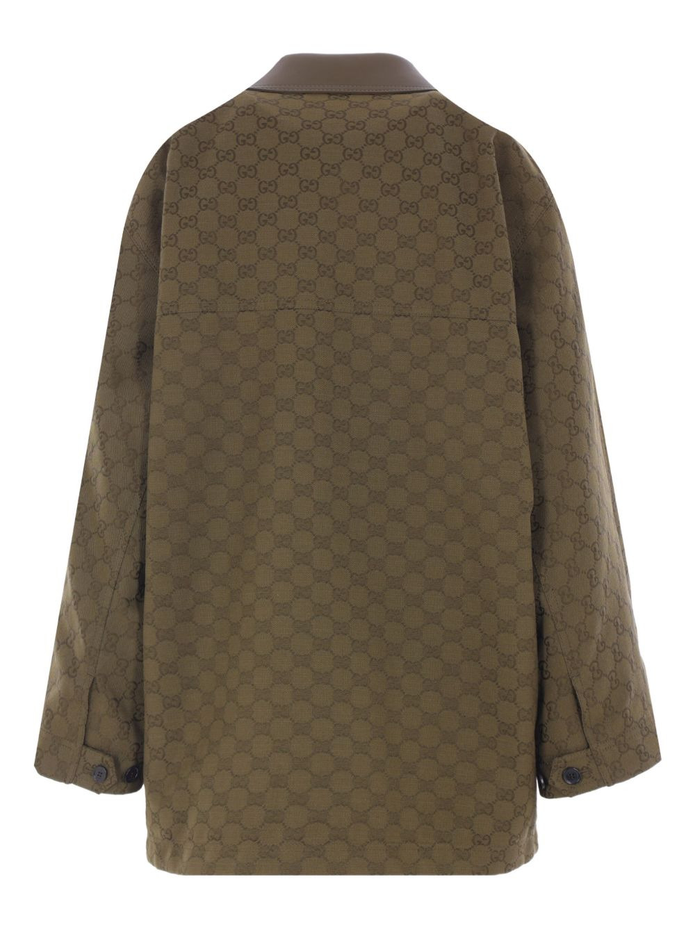 GG monogram leather-trimmed oversized jacket - 2