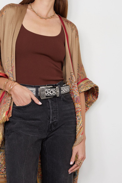 Etro Embroidered studded glossed-leather belt  outlook