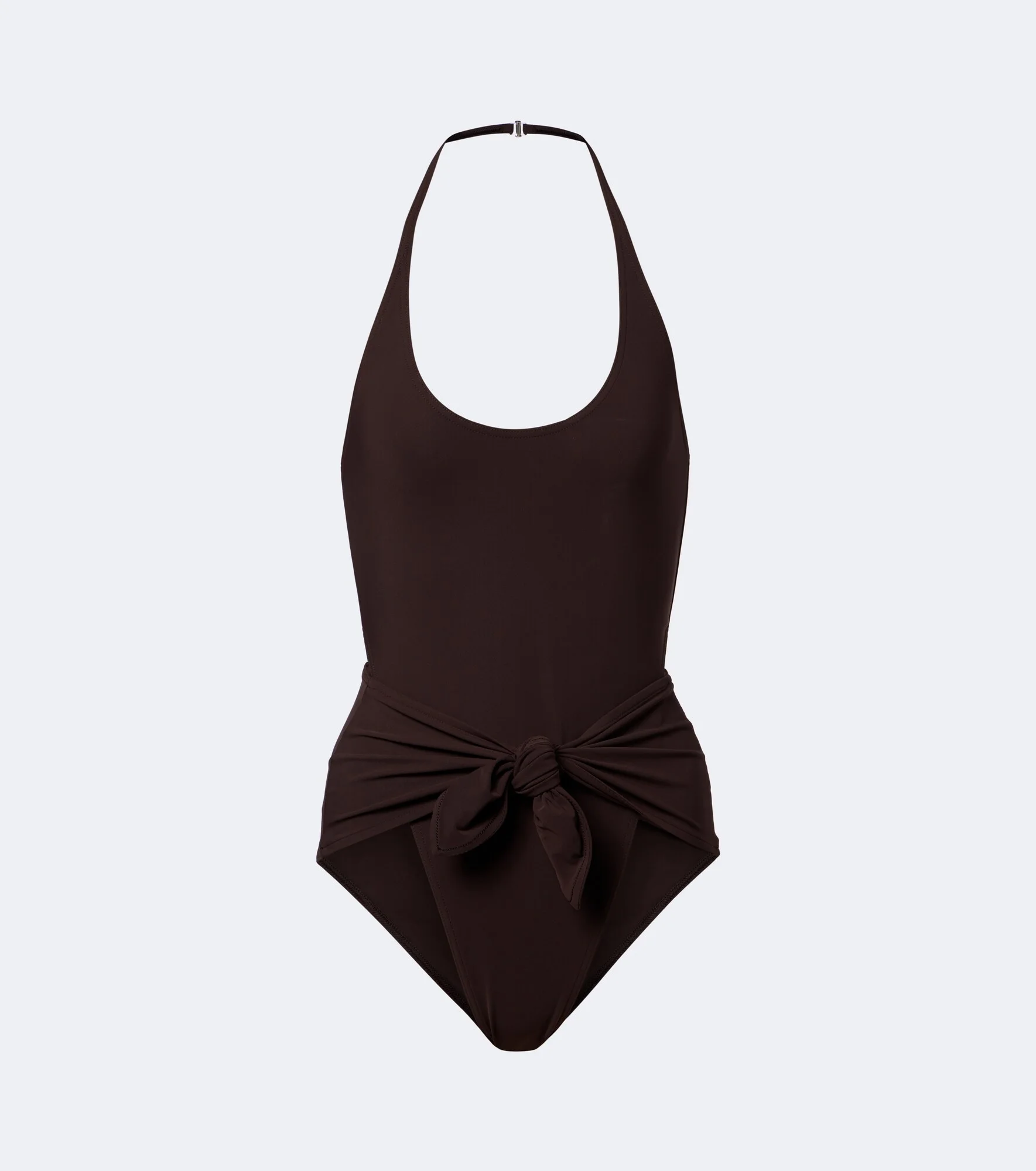 Draped halterneck swimsuit - 1