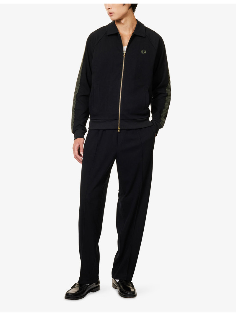 Fred Perry Embroidered-Logo Long-Sleeve Cotton-Jersey Jacket outlook