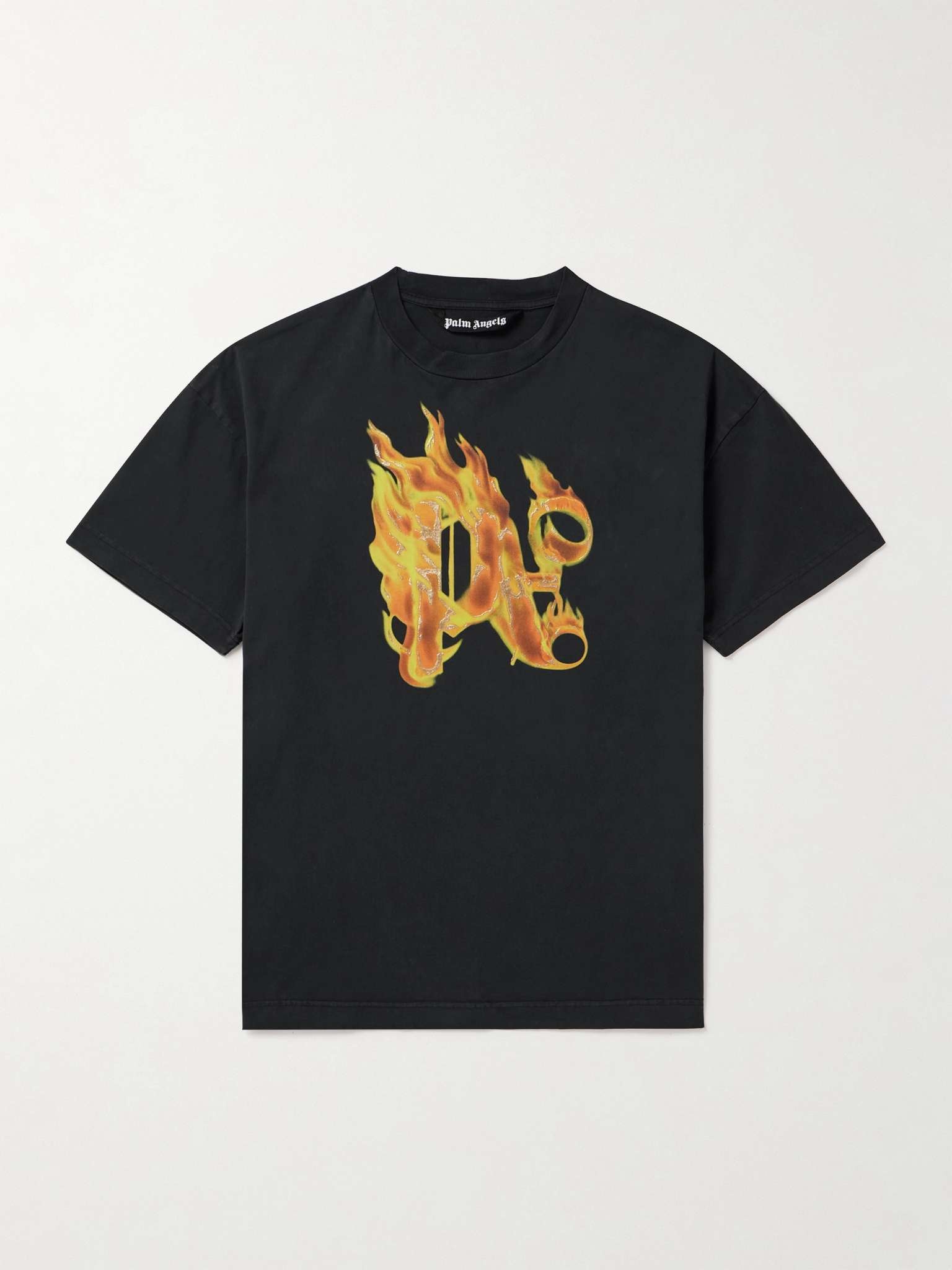 Burning Monogram Embellished Logo-Print Cotton-Jersey T-Shirt - 1