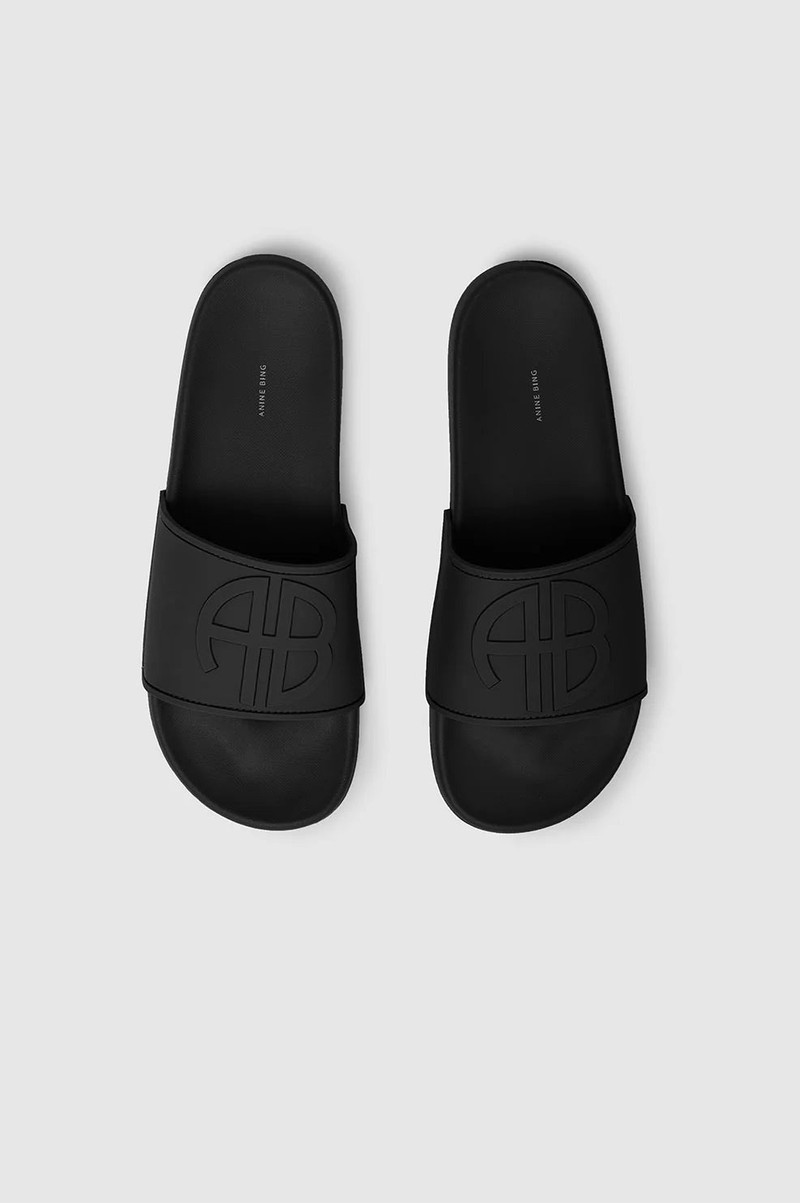 Isla Slides - Black Monogram 2