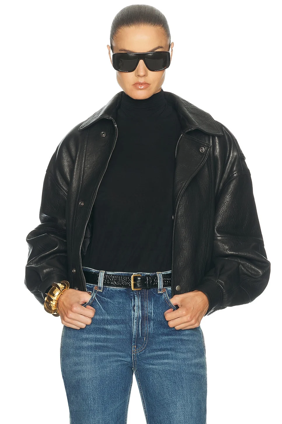Oversized Leather Jacket - 1
