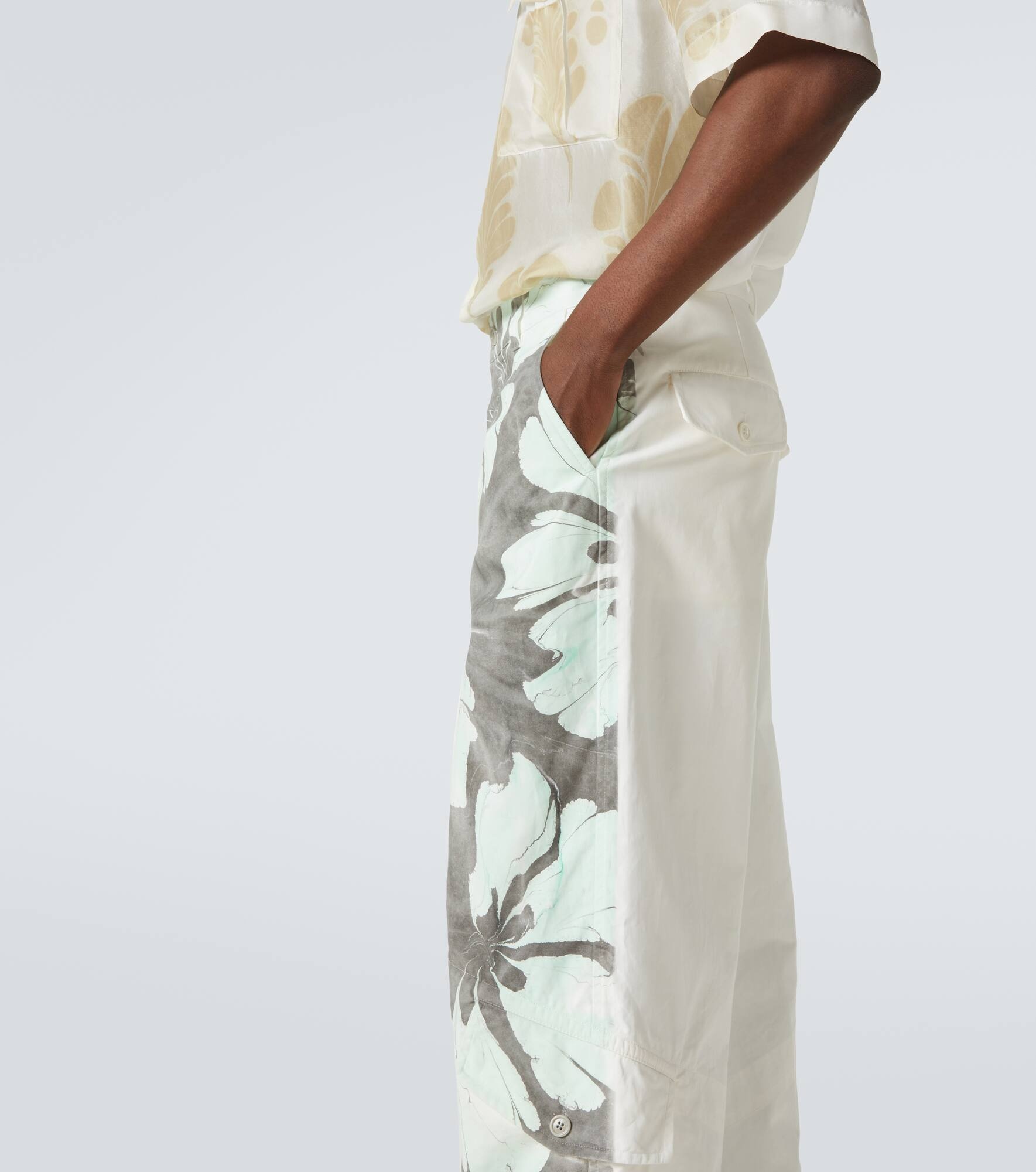Floral cotton wide-leg pants - 5