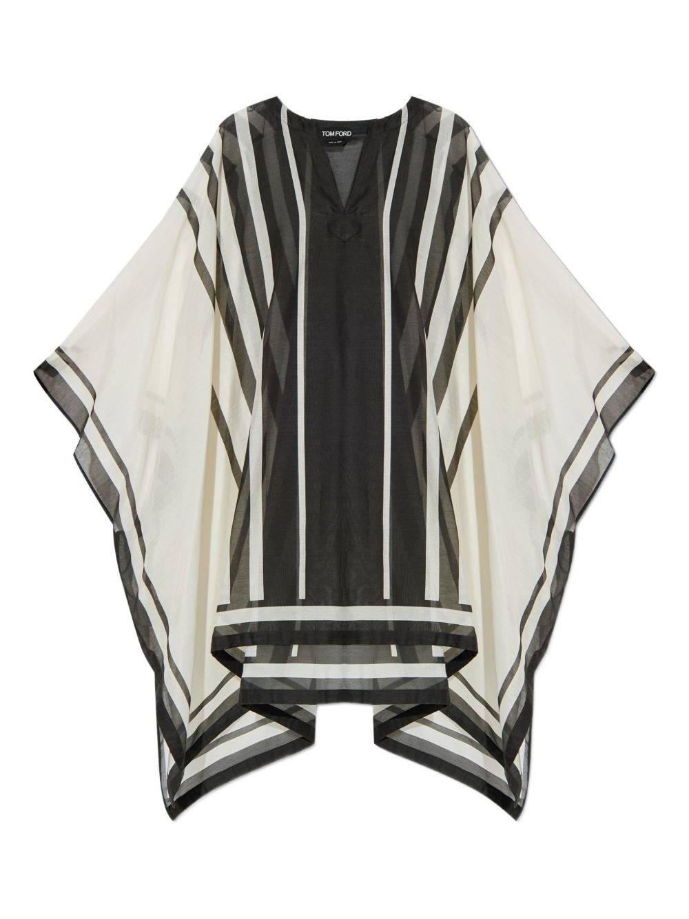 striped V-neck beach dress - 1