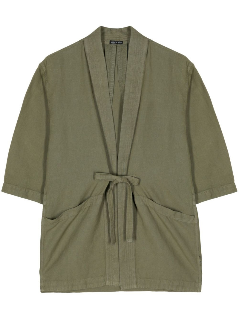 tie-fastening cotton-hemp jacket 1