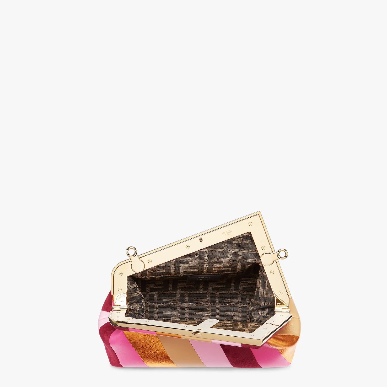 Small Fendi First bag produced by inlaying leather, laminated leather and suede by hand to create a  - 4