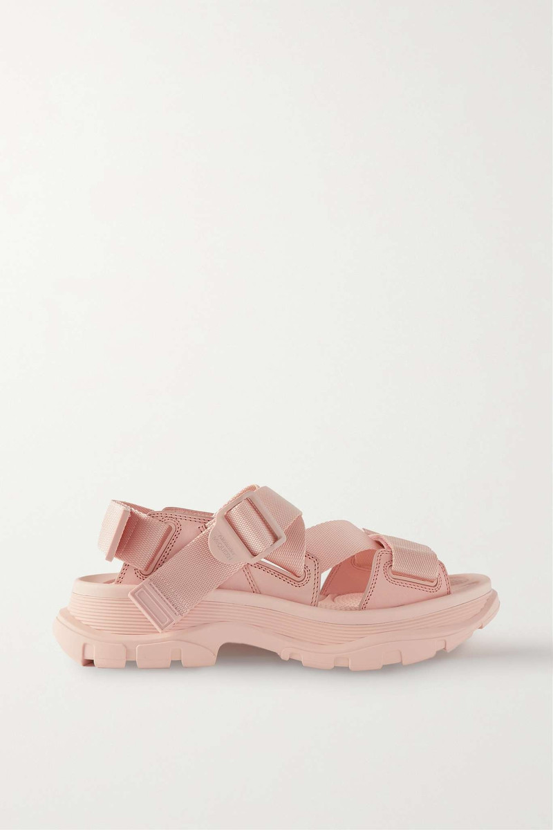 Buckled grosgrain and leather exaggerated-sole sandals - 1